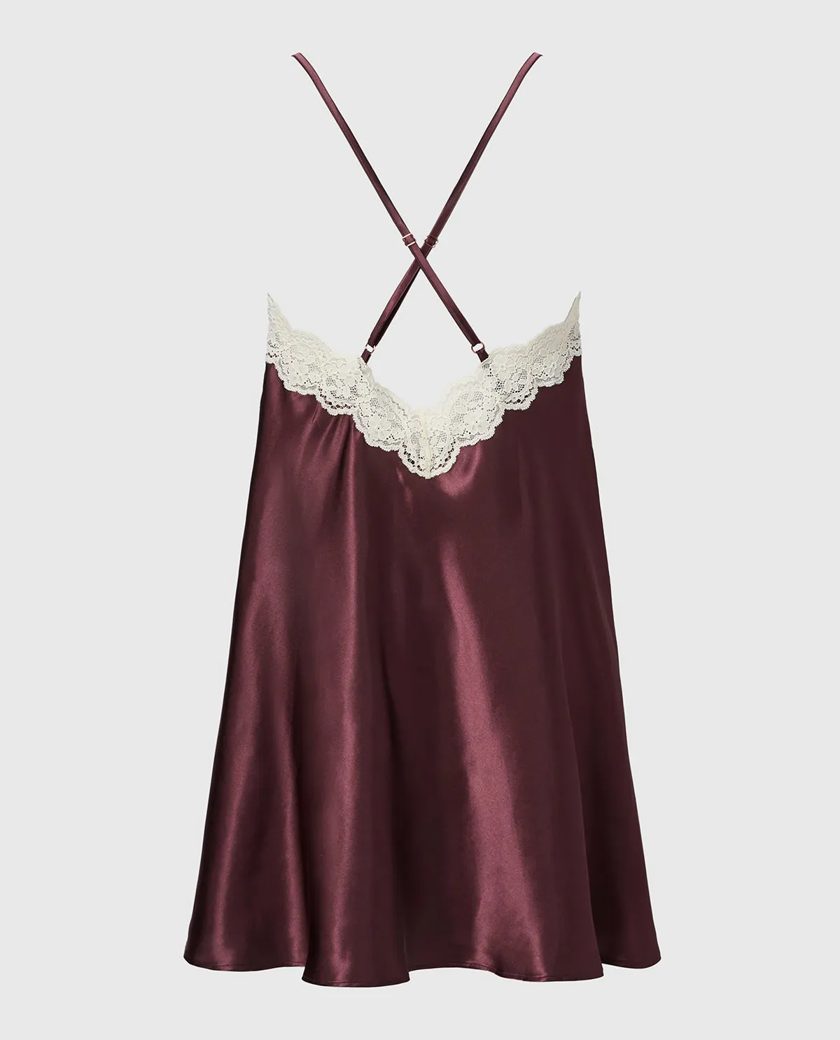 Satin Slip with Timeless Lace Trim in Plum Wine sold by La SENZA product image thumbnail 5