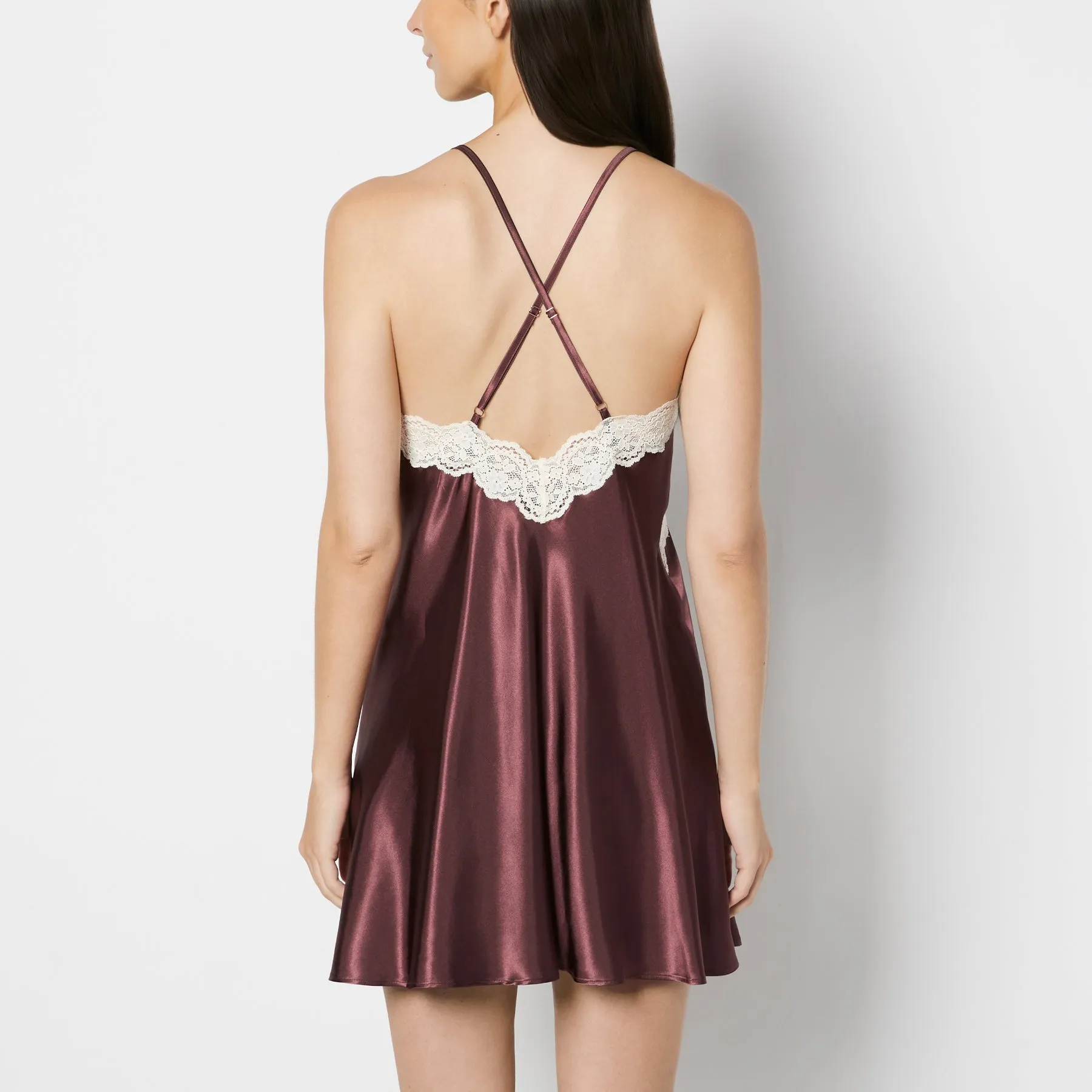 Satin Slip with Timeless Lace Trim in Plum Wine sold by La SENZA product image thumbnail 3