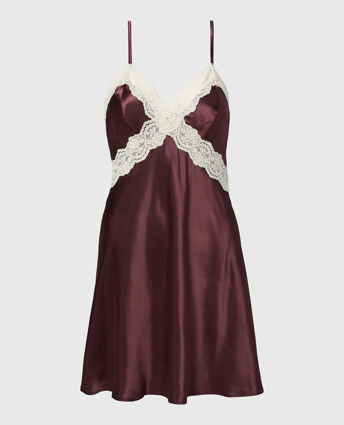 Satin Slip with Timeless Lace Trim in Plum Wine sold by La SENZA product image thumbnail 4