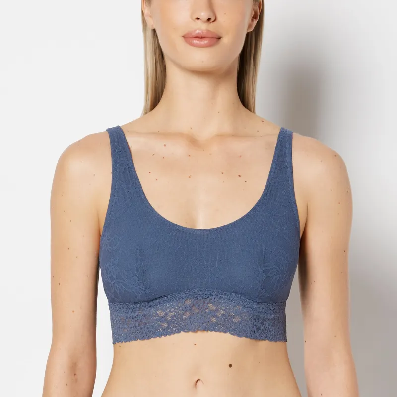 Unlined Scoop Bralette in Ultra Lace in Vintage Indigo made by La SENZA