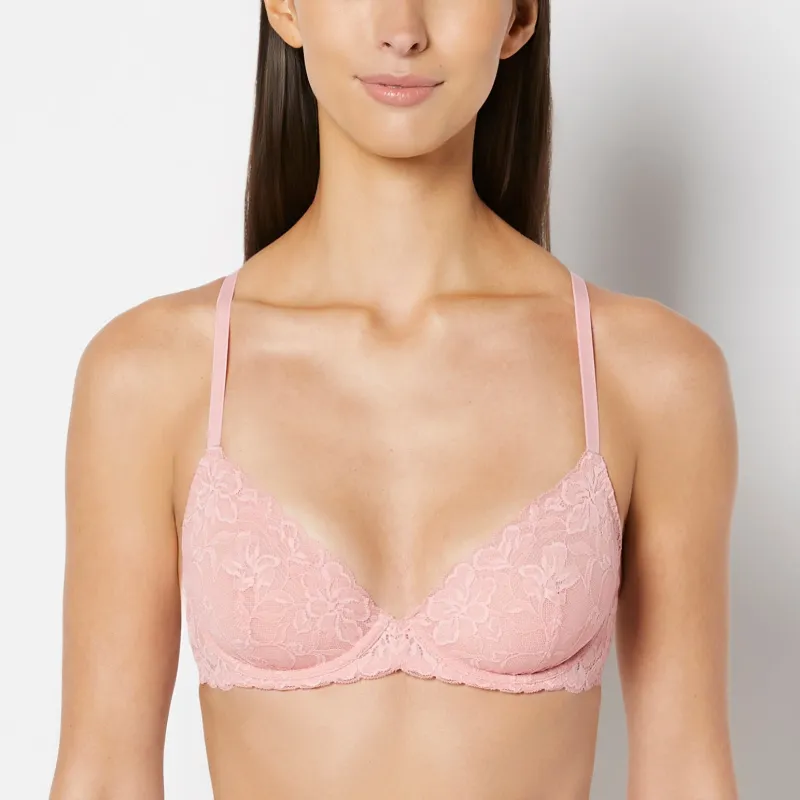 Unlined Demi Bra in Poetic Lace in Rose Elegance made by La SENZA