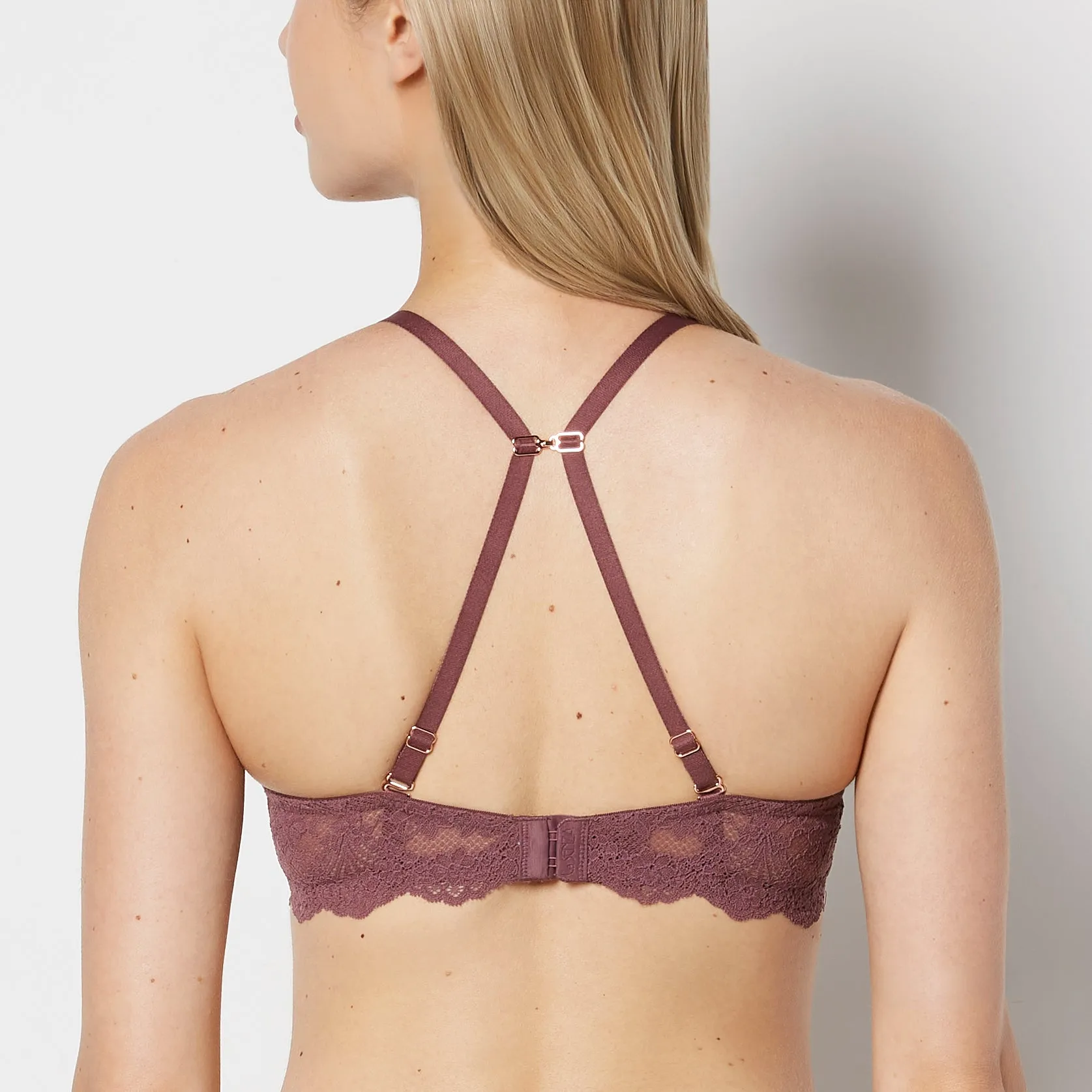 Push Up Plunge Bra with Timeless Lace in Plum Wine sold by La SENZA product image thumbnail 4