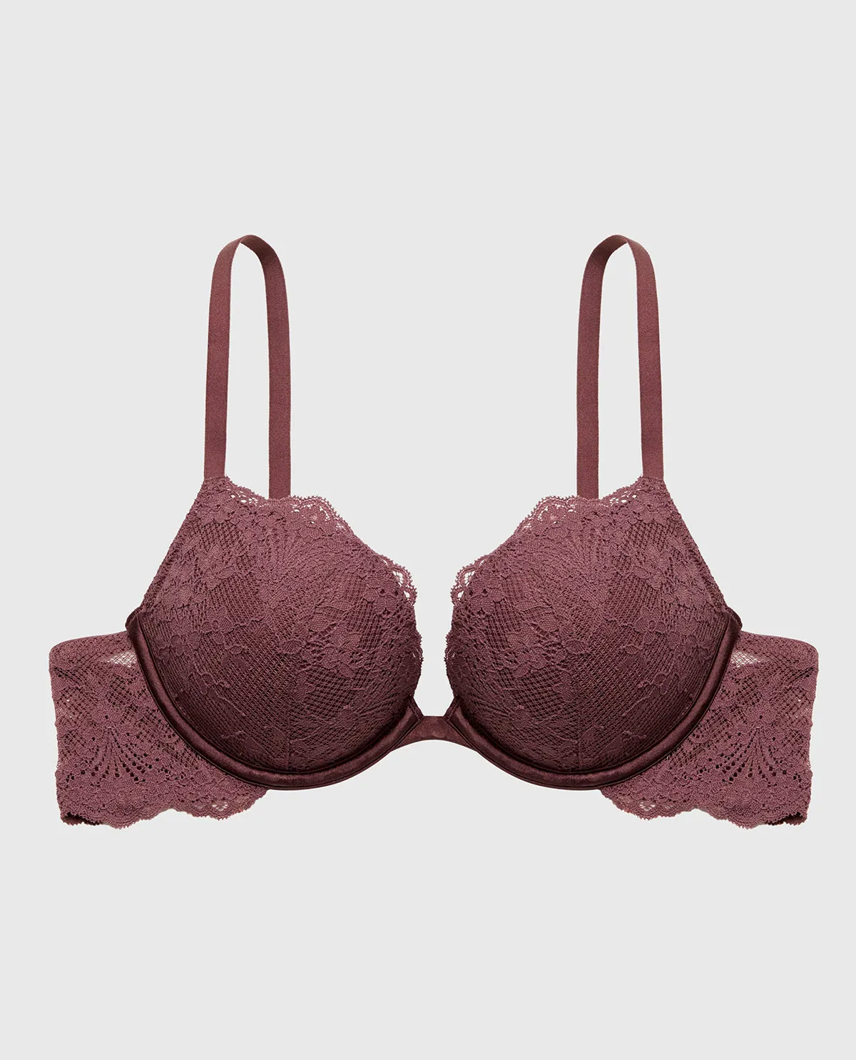 Push Up Plunge Bra with Timeless Lace in Plum Wine sold by La SENZA product image thumbnail 5