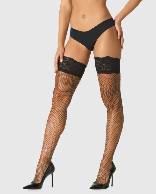 Fishnet Stay Ups in Smoulder Black made by La SENZA