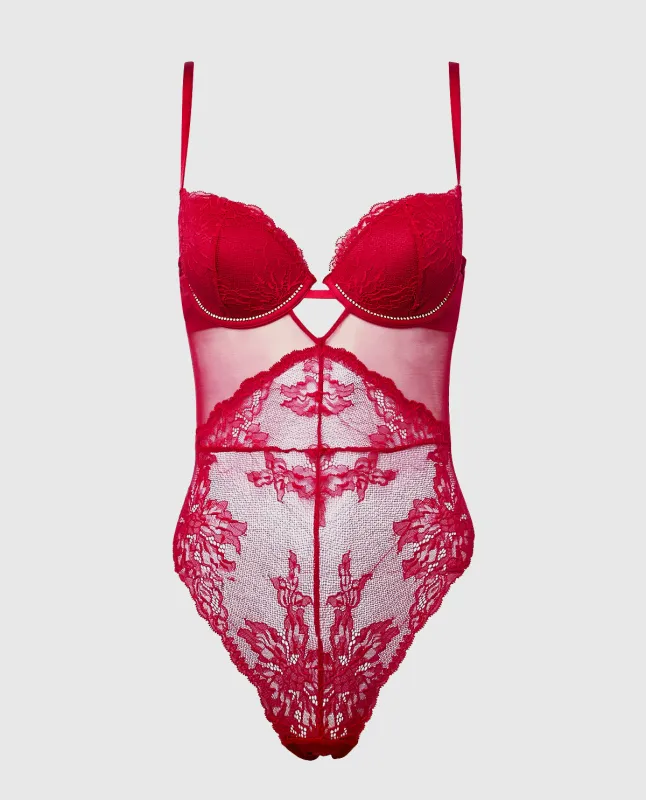 Lace Bodysuit in Crimson made by La SENZA