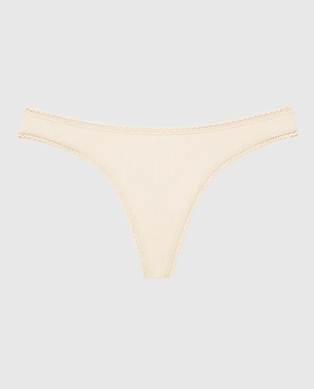 Thong Panty with Picot Trim in Pearl made by La SENZA