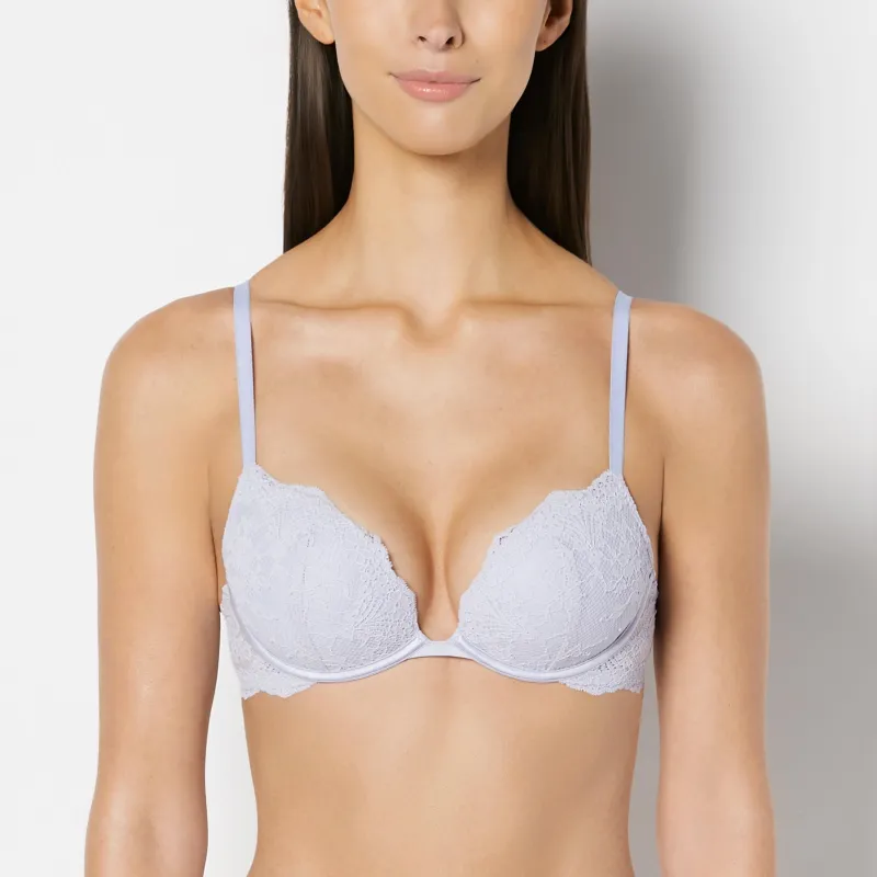Push Up Plunge Bra with Timeless Lace in Cosmic Sky made by La SENZA