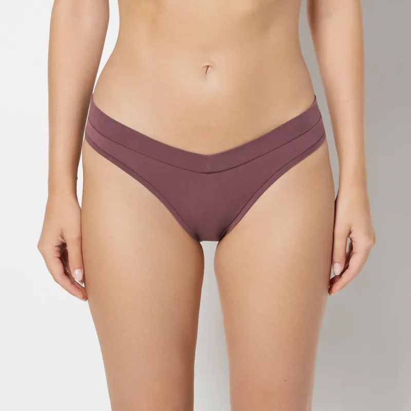 Bikini Wide Waist Cotton Panty in Plum Wine made by La SENZA