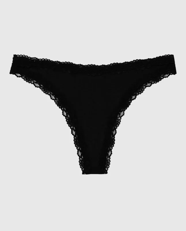 High Leg Thong Panty in Smoulder Black made by La SENZA