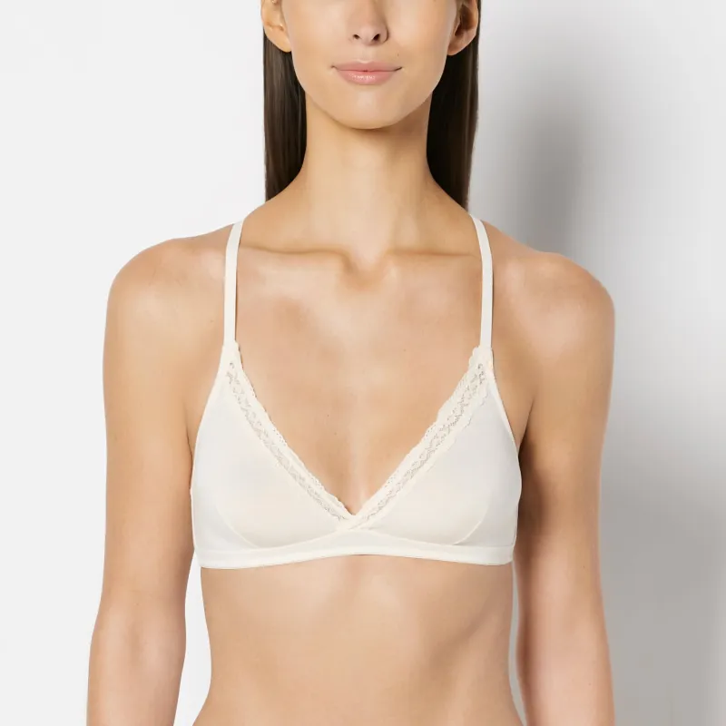 Unlined Bralette with Lace Trim in Pearled Ivory made by La SENZA