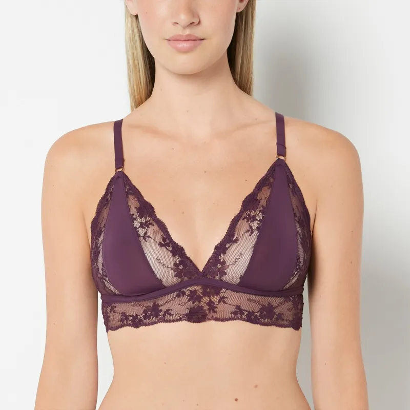 Unlined Triangle With French Lace in Blackberry Wine made by La SENZA