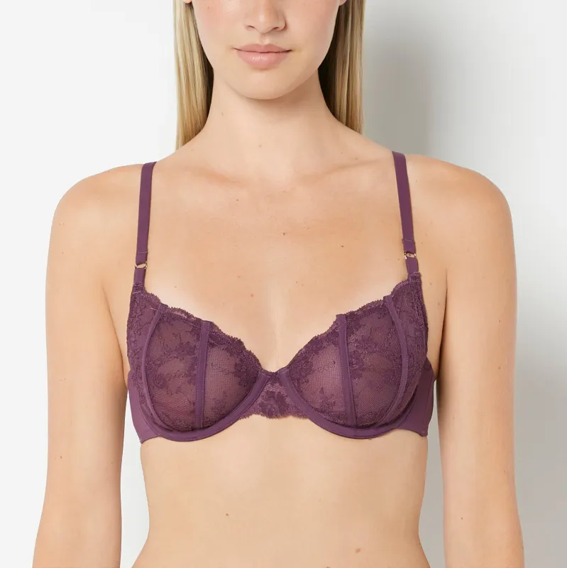 Unlined Demi With French Lace in Blackberry Wine made by La SENZA