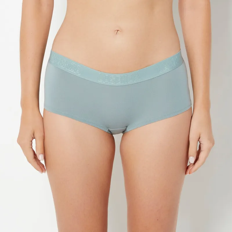 Boyshort Panty With Logo Band in Lead made by La SENZA