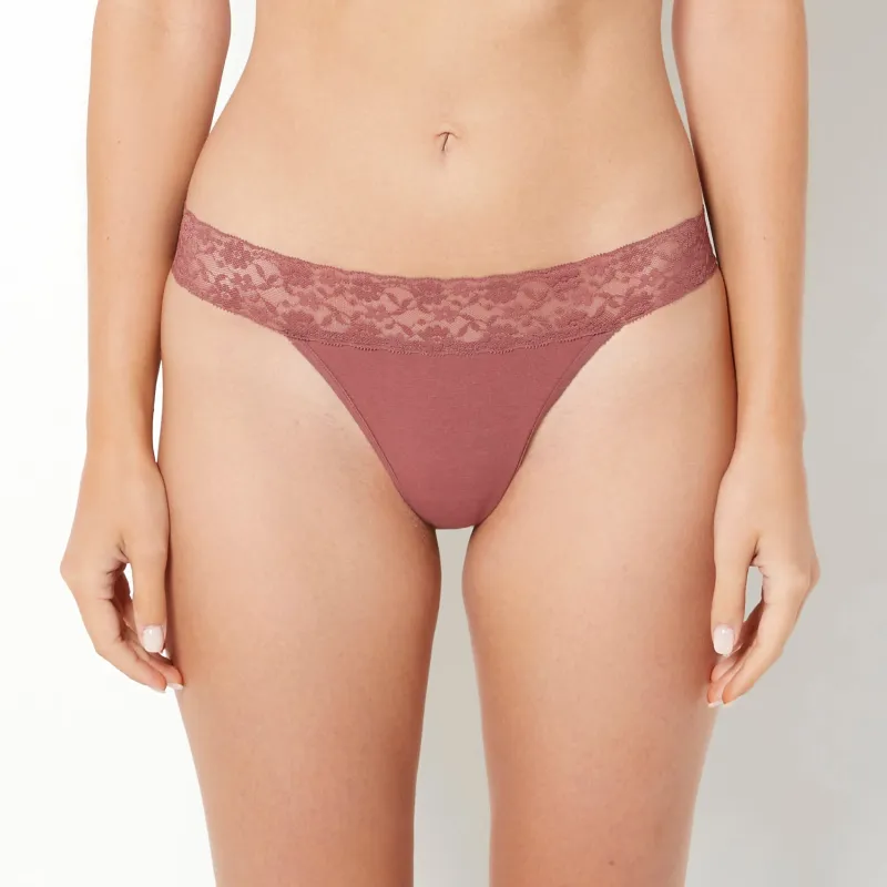 Thong Panty With Lace Trim in Wild Ginger made by La SENZA
