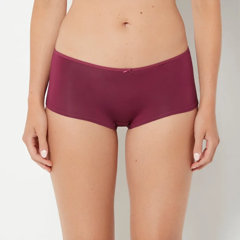 Ultrasoft Boyshort Panty with Bow Detail in Magenta Purple made by La SENZA
