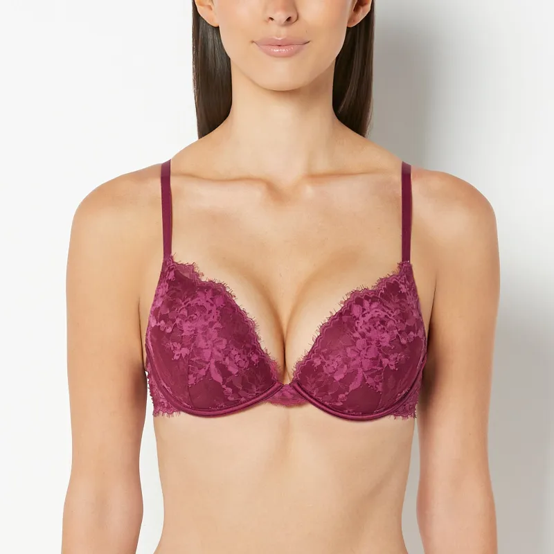 Up 2 Cup Plunge Bra with Bewitched Lace in Magenta Purple made by La SENZA