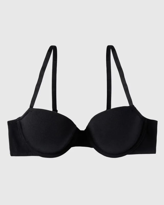 Cotton Lightly Lined Demi Bra in Black sold by La SENZA