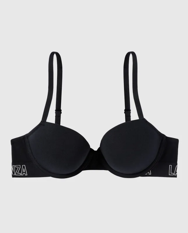Cotton Lightly Lined Demi Bra in Black sold by La SENZA
