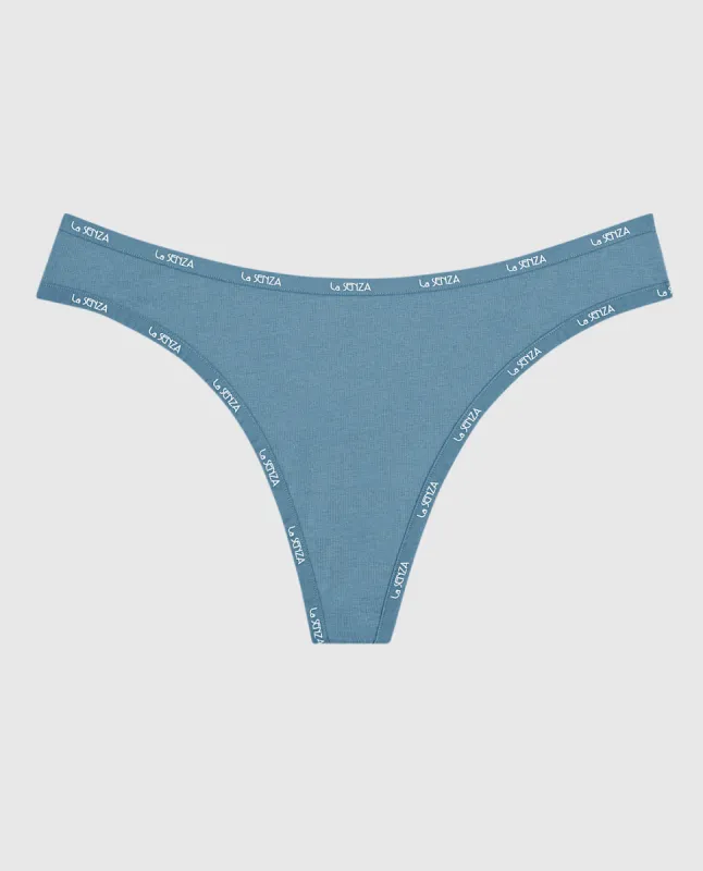 Everyday Thong Panty with Logo Trim sold by La SENZA