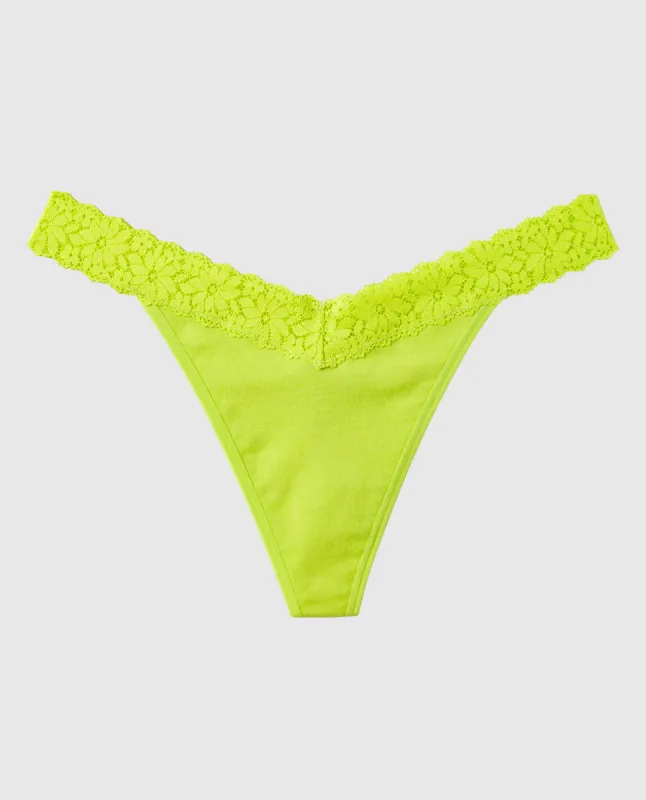 V-Waist Thong Panty with Lace Trim sold by La SENZA