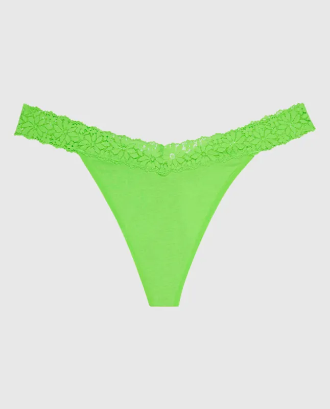 V-Waist Thong Panty with Lace Trim sold by La SENZA