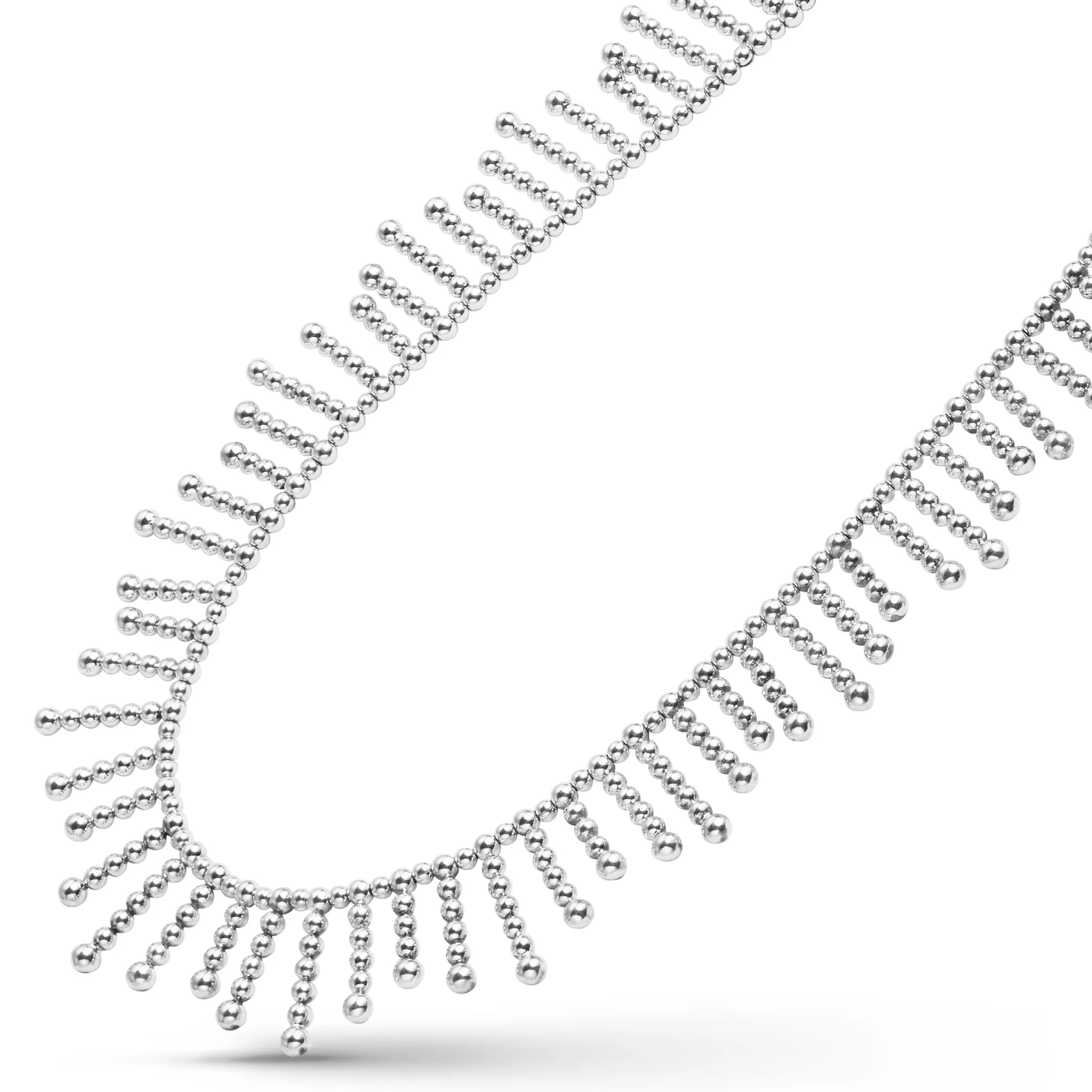 Signature Caviar Silver Beaded Fringe Statement Necklace sold by LAGOS product image thumbnail 4