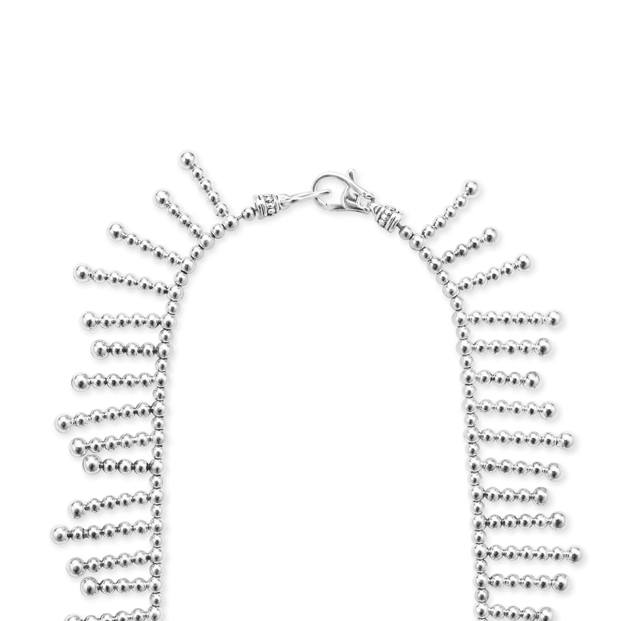 Signature Caviar Silver Beaded Fringe Statement Necklace sold by LAGOS product image thumbnail 5