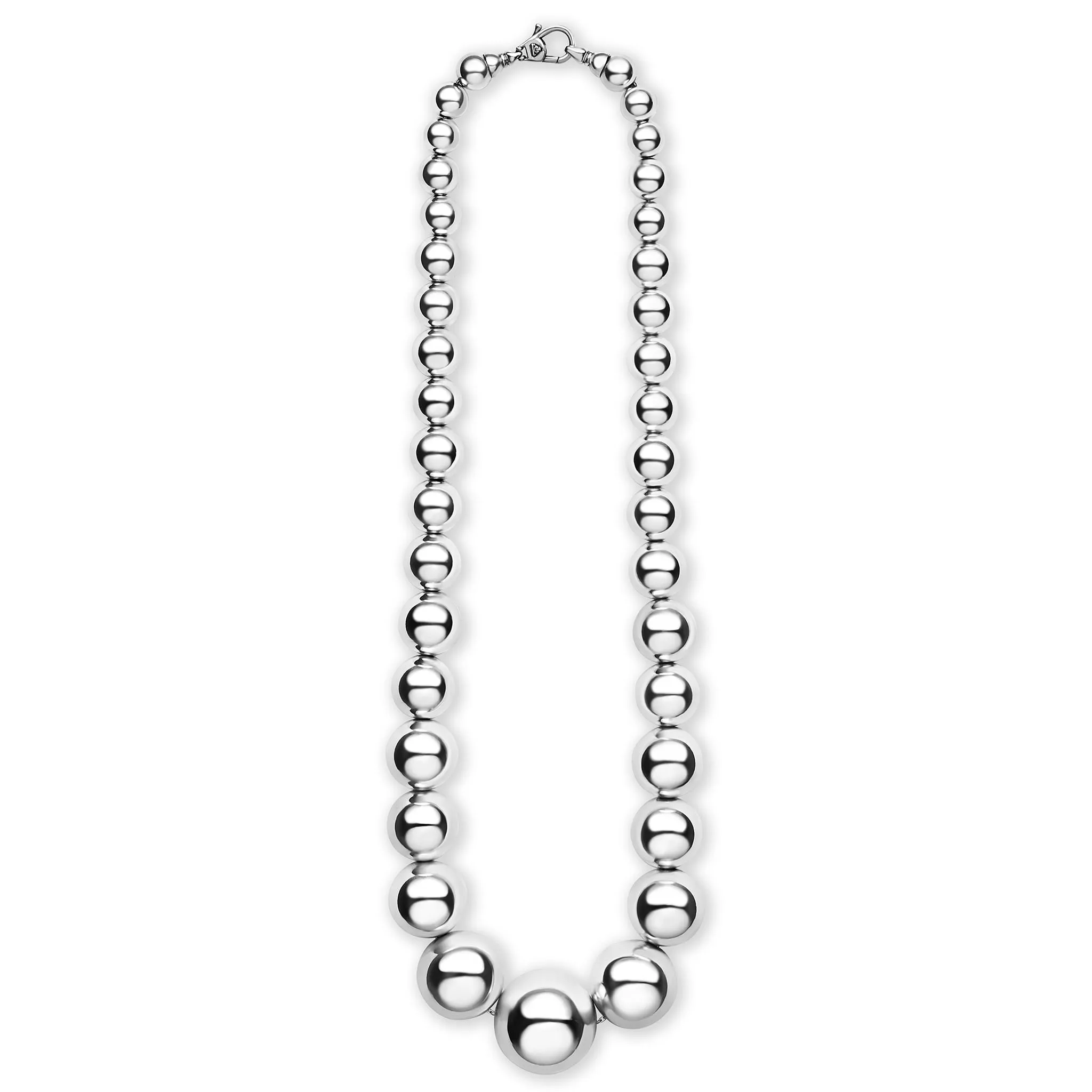 Caviar Bubbly Large Silver Graduated Bead Necklace sold by LAGOS product image thumbnail 3