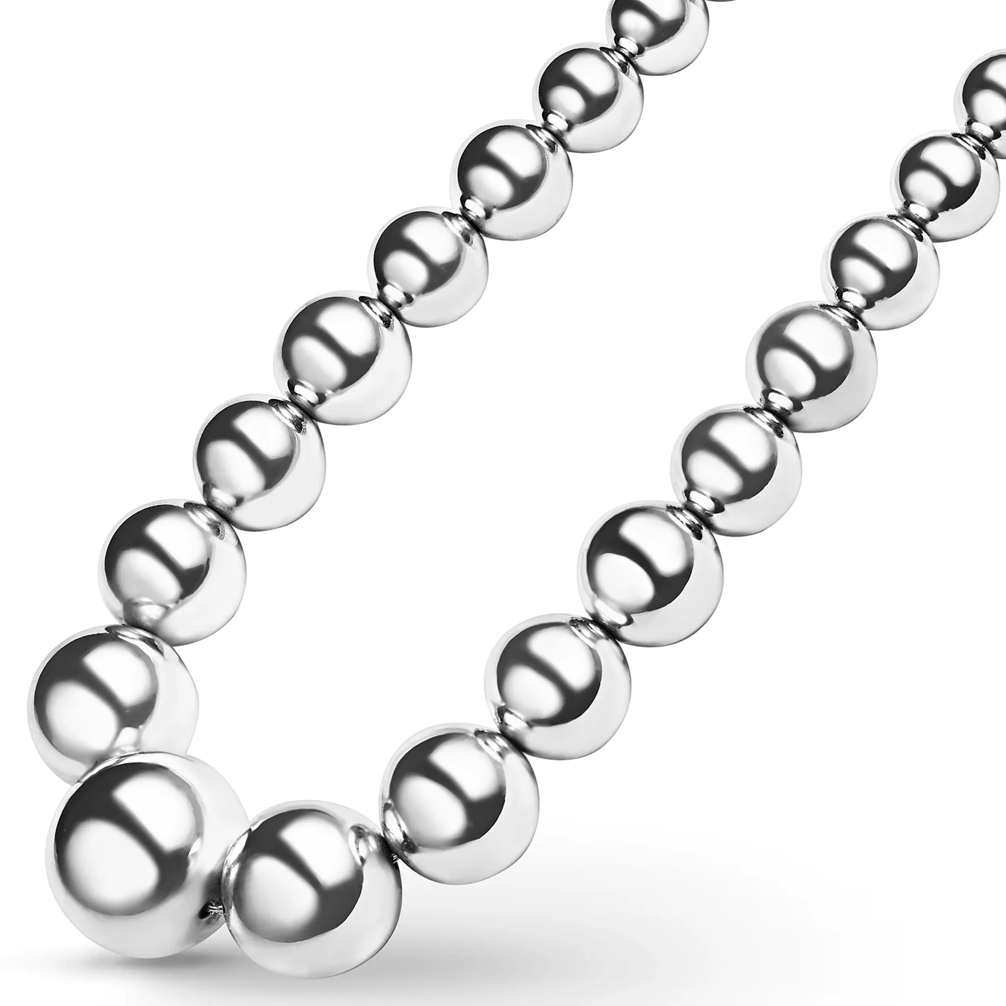 Caviar Bubbly Large Silver Graduated Bead Necklace sold by LAGOS product image thumbnail 4