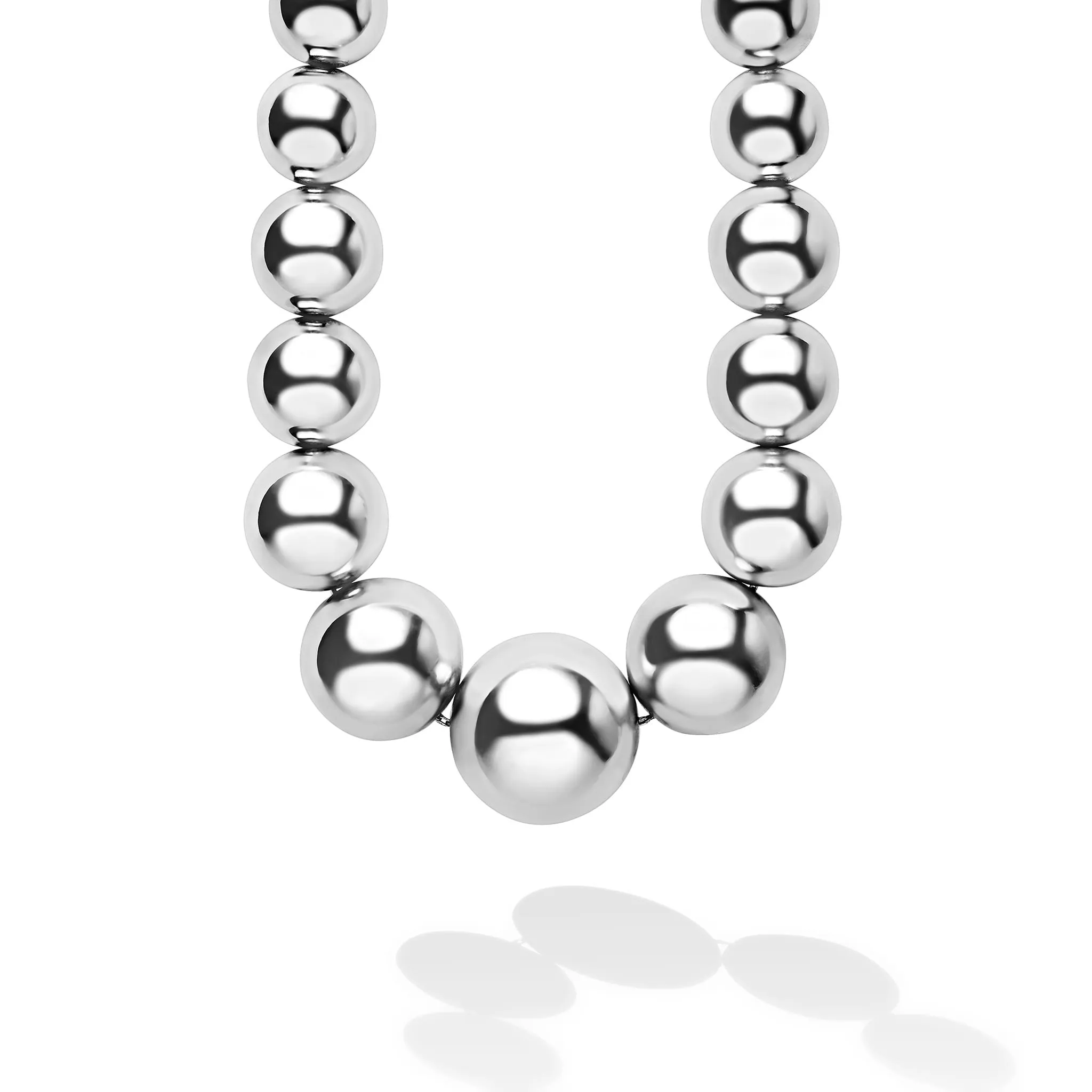 Caviar Bubbly Large Silver Graduated Bead Necklace sold by LAGOS