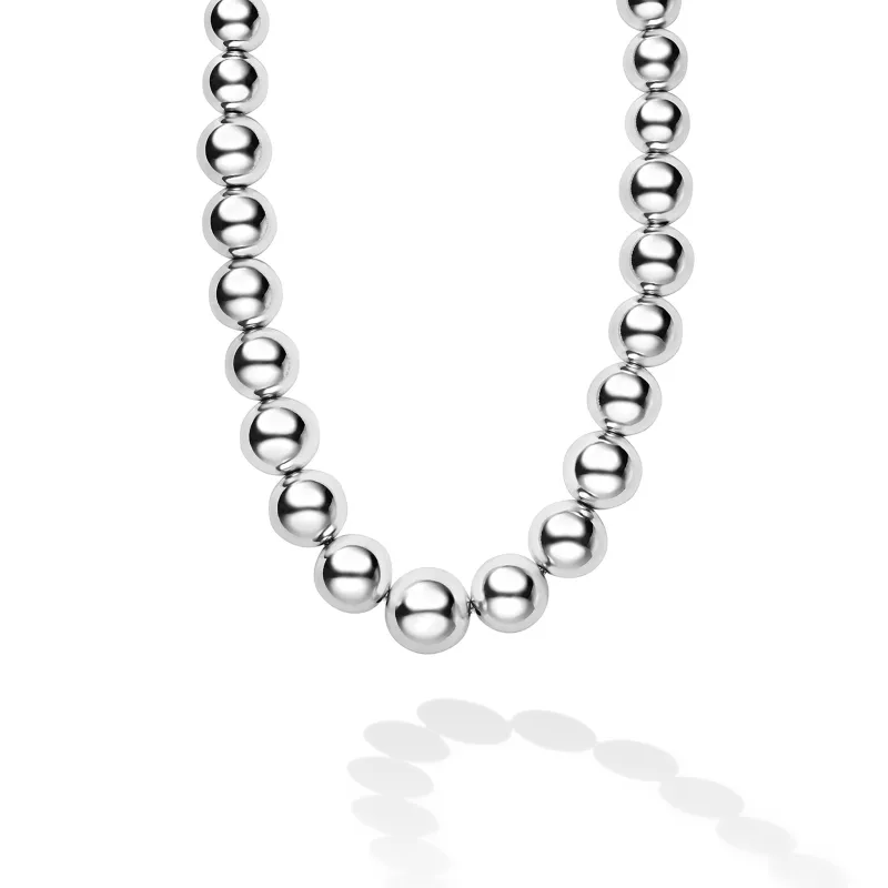 Caviar Bubbly Silver Graduated Bead Necklace sold by LAGOS