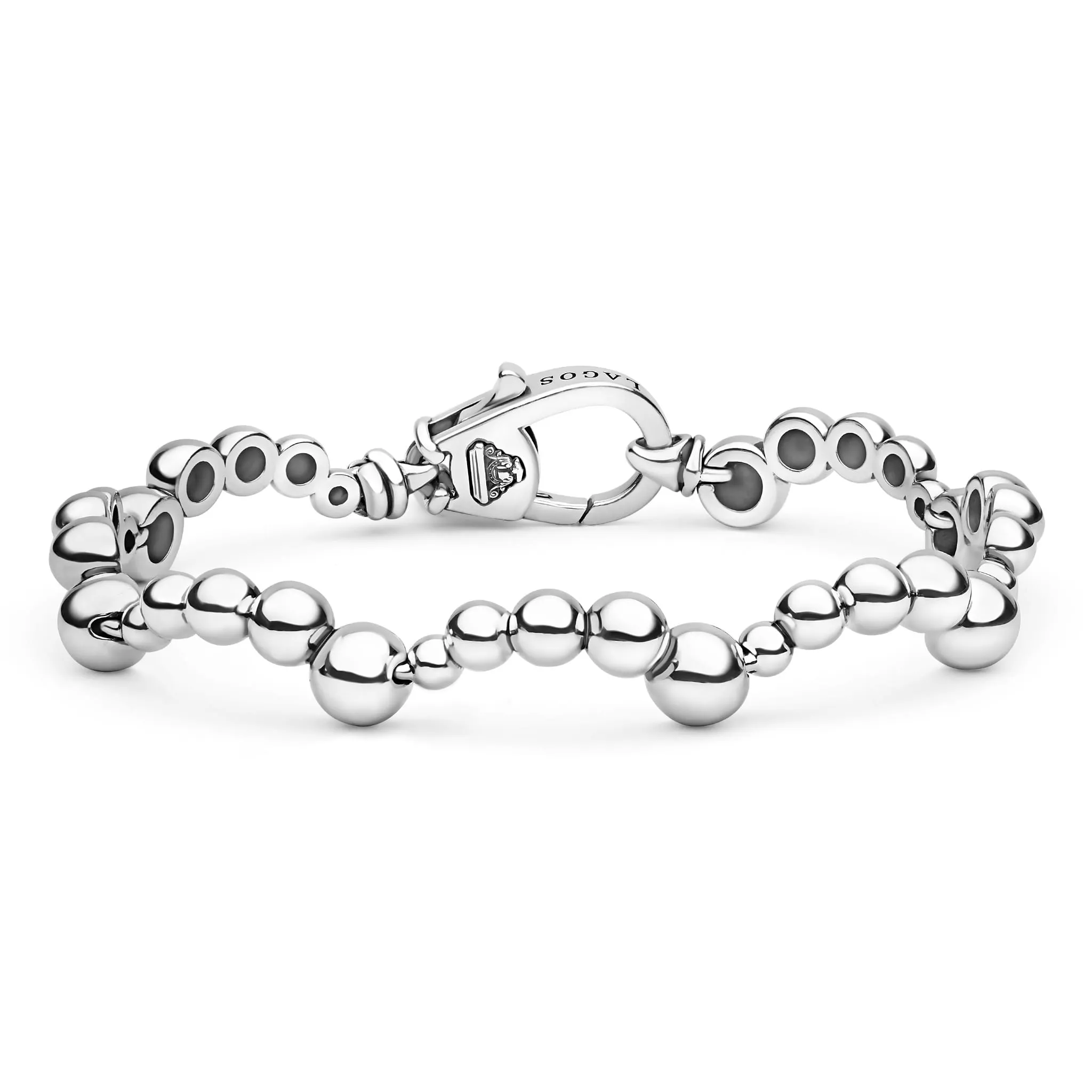 Caviar Bubbly Silver Beaded Scalloped Bracelet sold by LAGOS