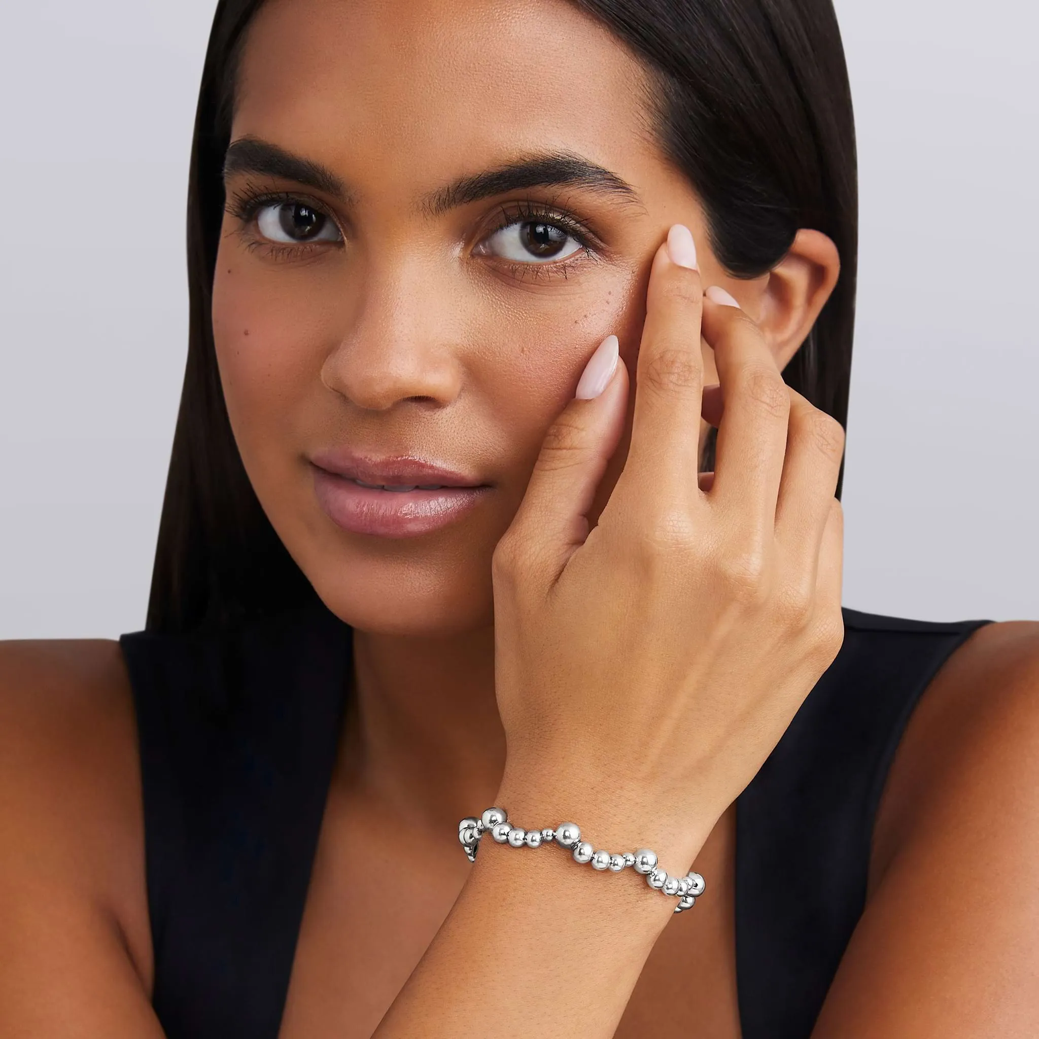 Caviar Bubbly Silver Beaded Scalloped Bracelet sold by LAGOS product image thumbnail 2