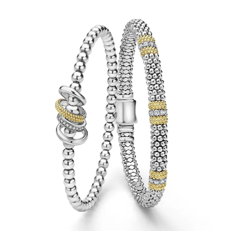 Caviar Lux 18K Gold and Silver Diamond Bracelet Gift Set sold by LAGOS