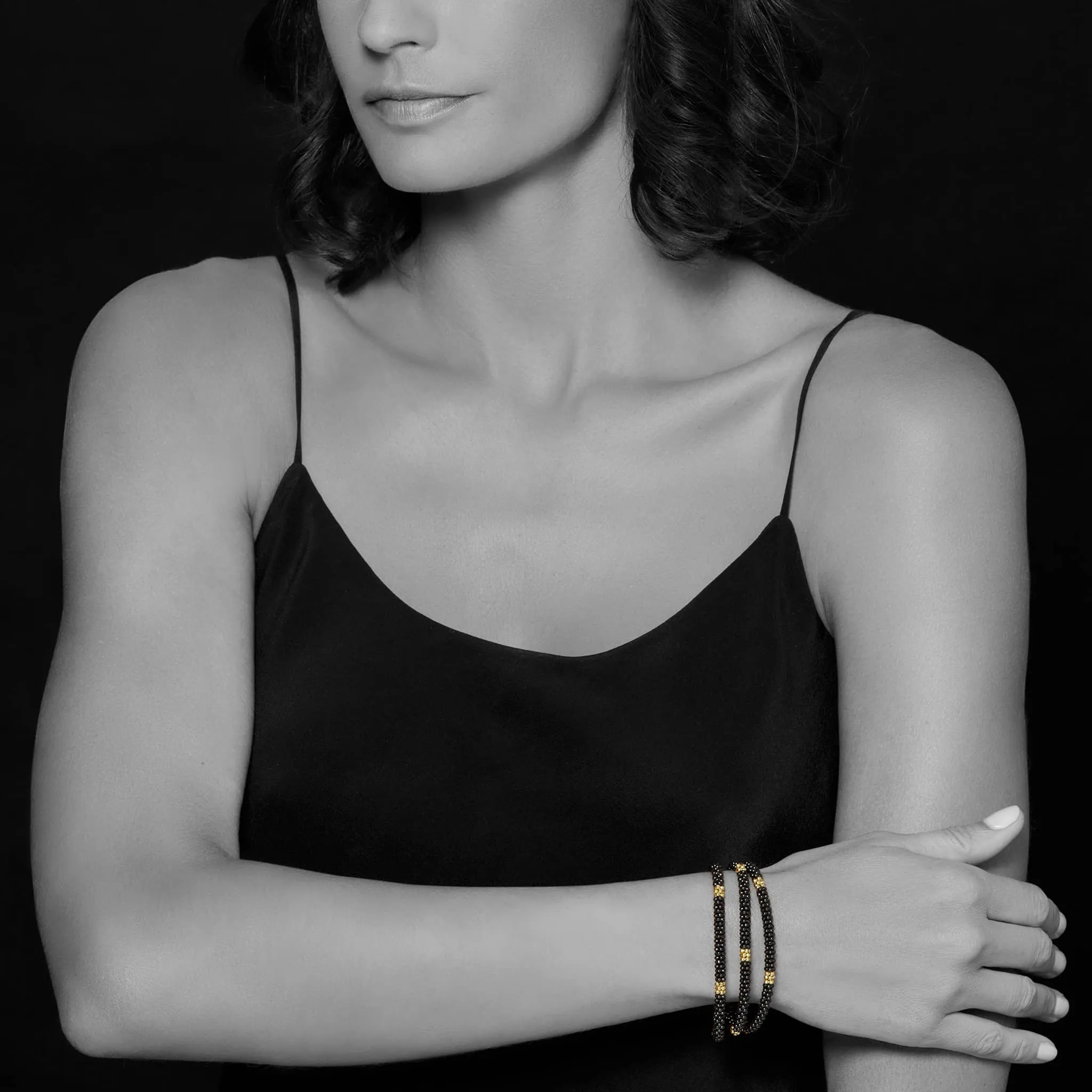 Black Caviar Three Strand Ceramic Beaded Bracelet sold by LAGOS product image thumbnail 2