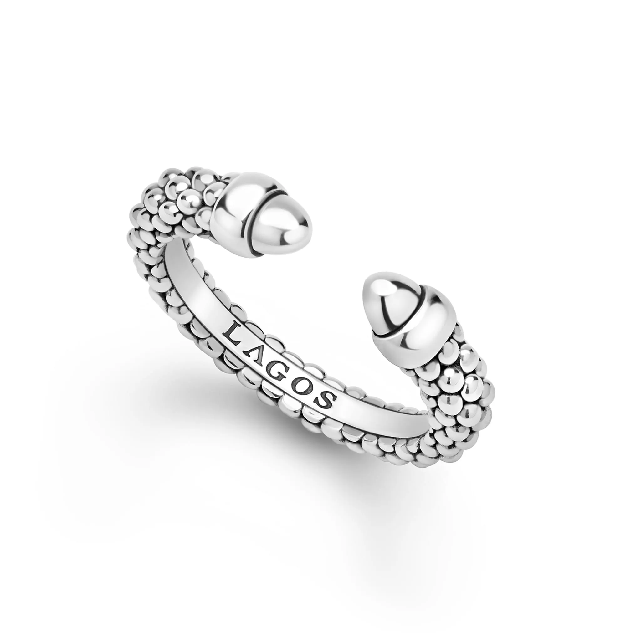 Signature Caviar Silver Caviar Beaded Mini Versa Stacking Ring sold by LAGOS