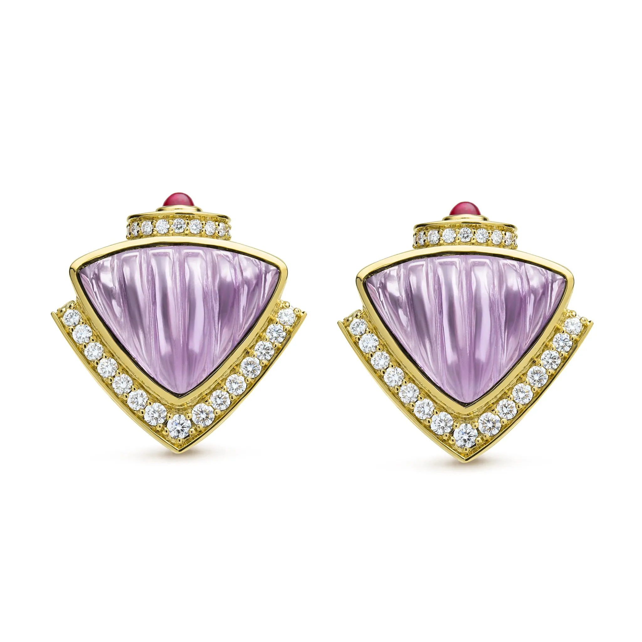 Caviar Gold 18K Gold Amethyst Cabochon & Ruby Diamond Earrings sold by LAGOS product image thumbnail 2