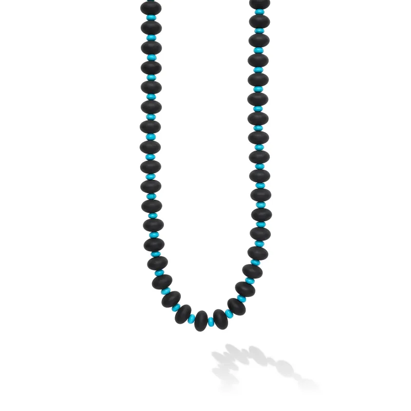 Caviar Gold 18K Gold Onyx and Turquoise Beaded Necklace sold by LAGOS