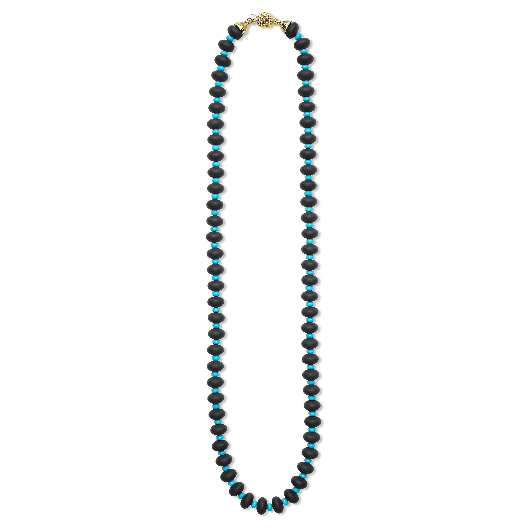 Caviar Gold 18K Gold Onyx and Turquoise Beaded Necklace sold by LAGOS product image thumbnail 2