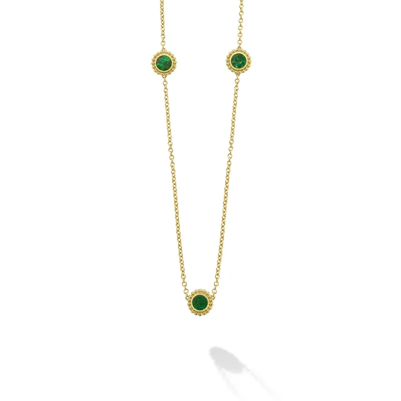 Covet 18K Gold Caviar Framed Jade Necklace sold by LAGOS