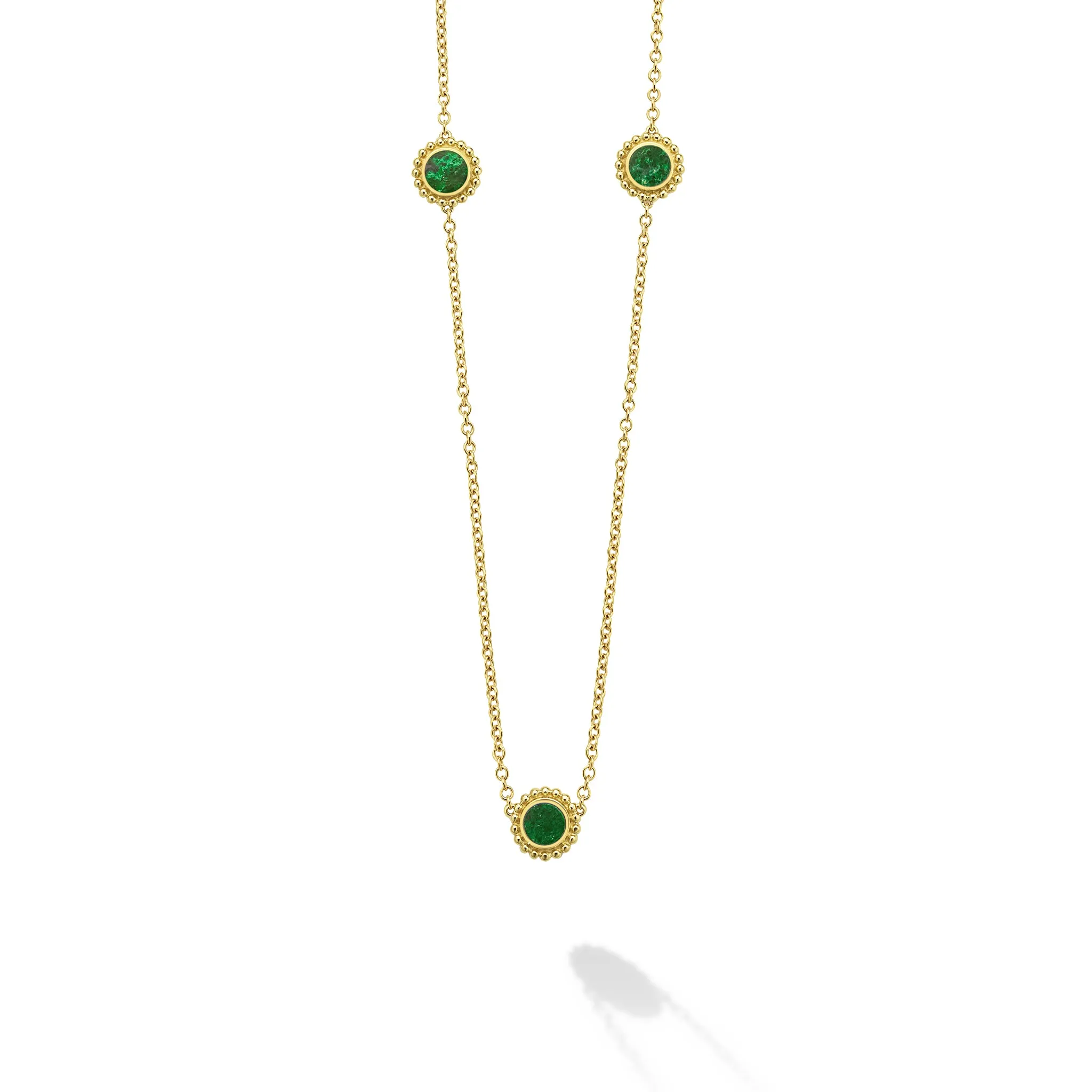 Covet 18K Gold Caviar Framed Jade Necklace sold by LAGOS