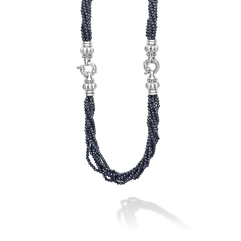 Caviar Icon Sterling Silver Black Spinel Bracelet & Necklace Set sold by LAGOS