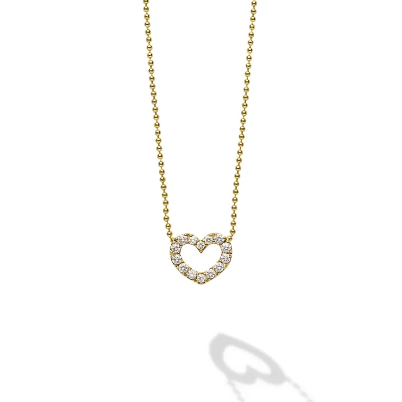 Caviar Gold 18K Gold Diamond Heart Pendant Necklace sold by LAGOS
