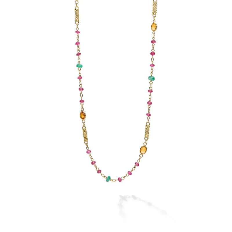 Caviar Gold 18K Gold Orange Sapphire Necklace sold by LAGOS