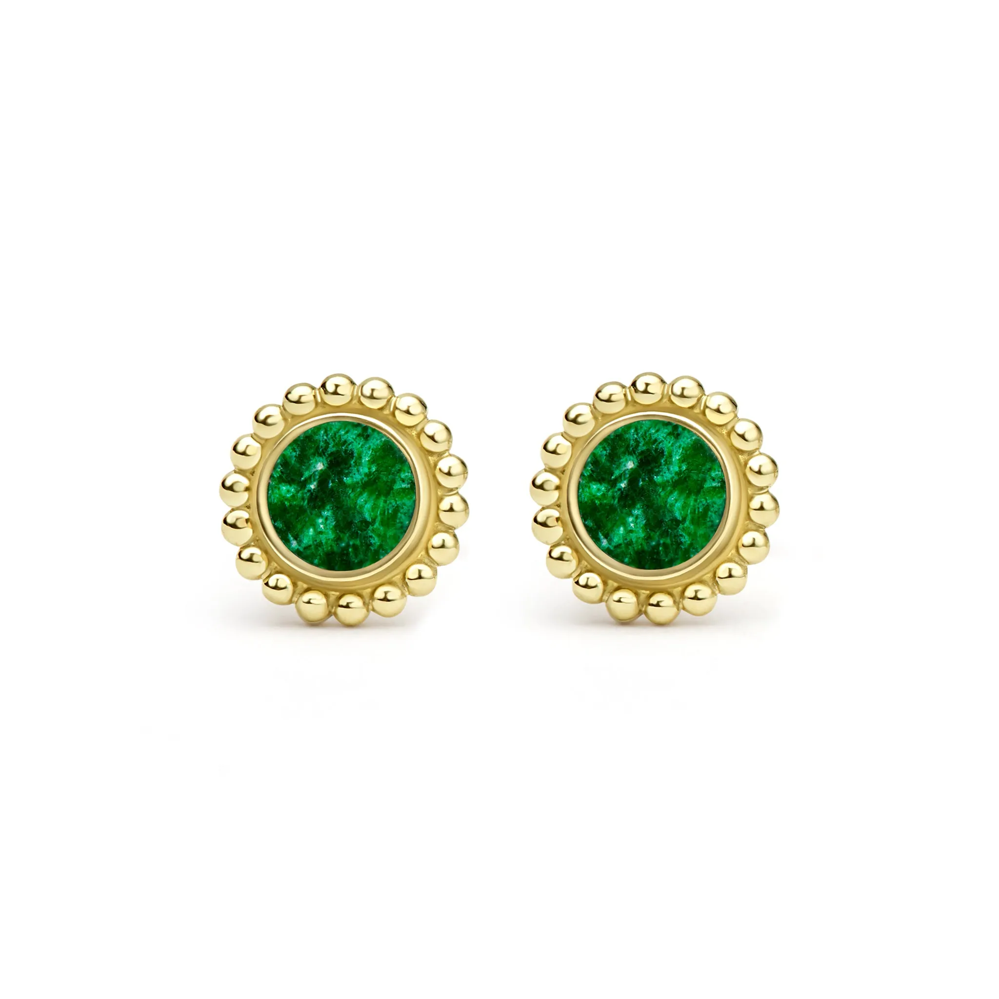 Covet 18K Gold Caviar Framed Jade Stud Earrings sold by LAGOS product image thumbnail 2