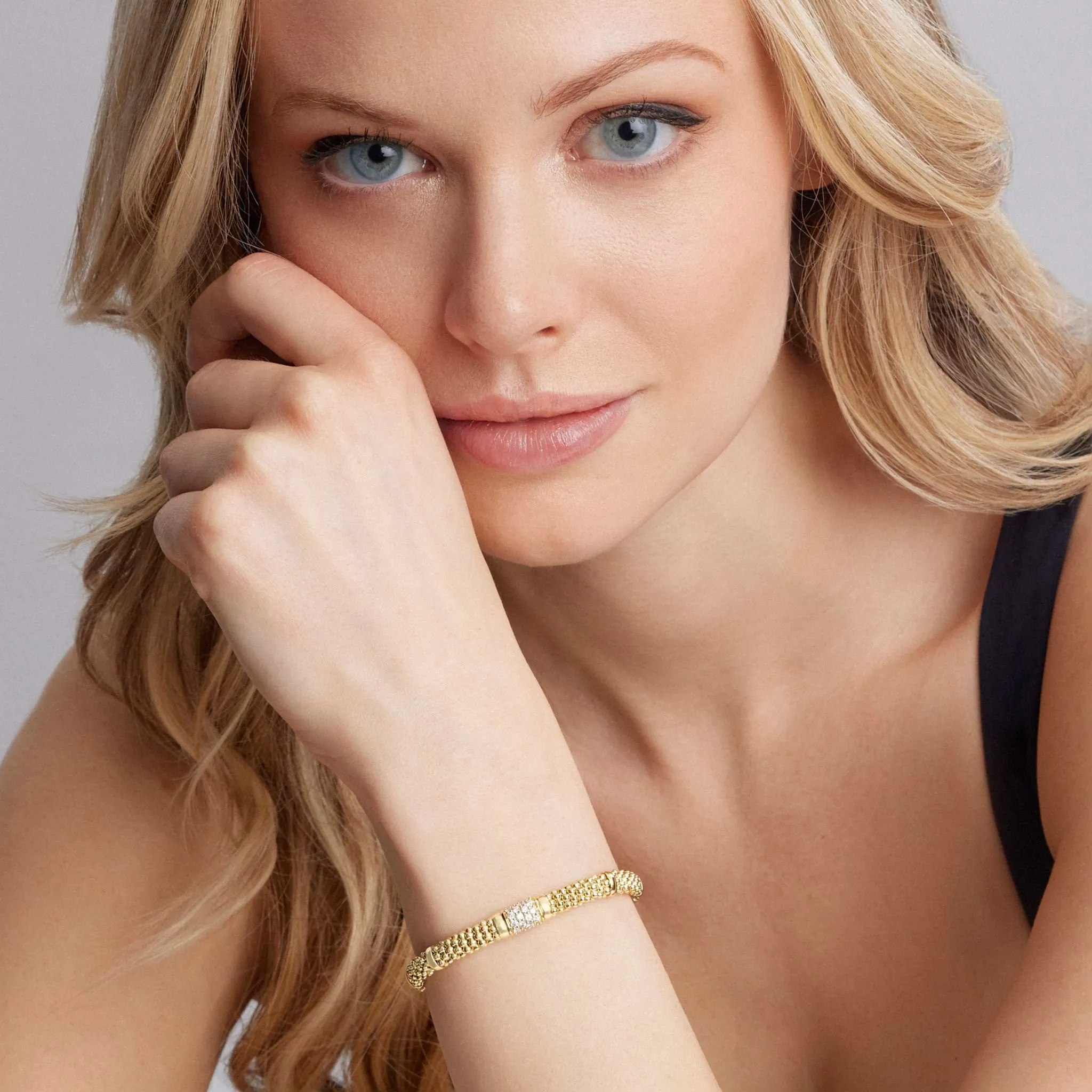 Caviar Gold 18K Gold Diamond Bracelet | 6mm sold by LAGOS product image thumbnail 2