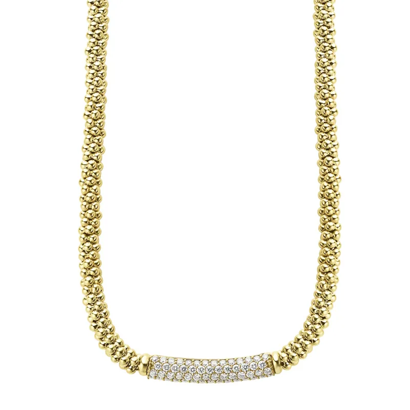 Caviar Gold Diamond Long Station Caviar Necklace sold by LAGOS