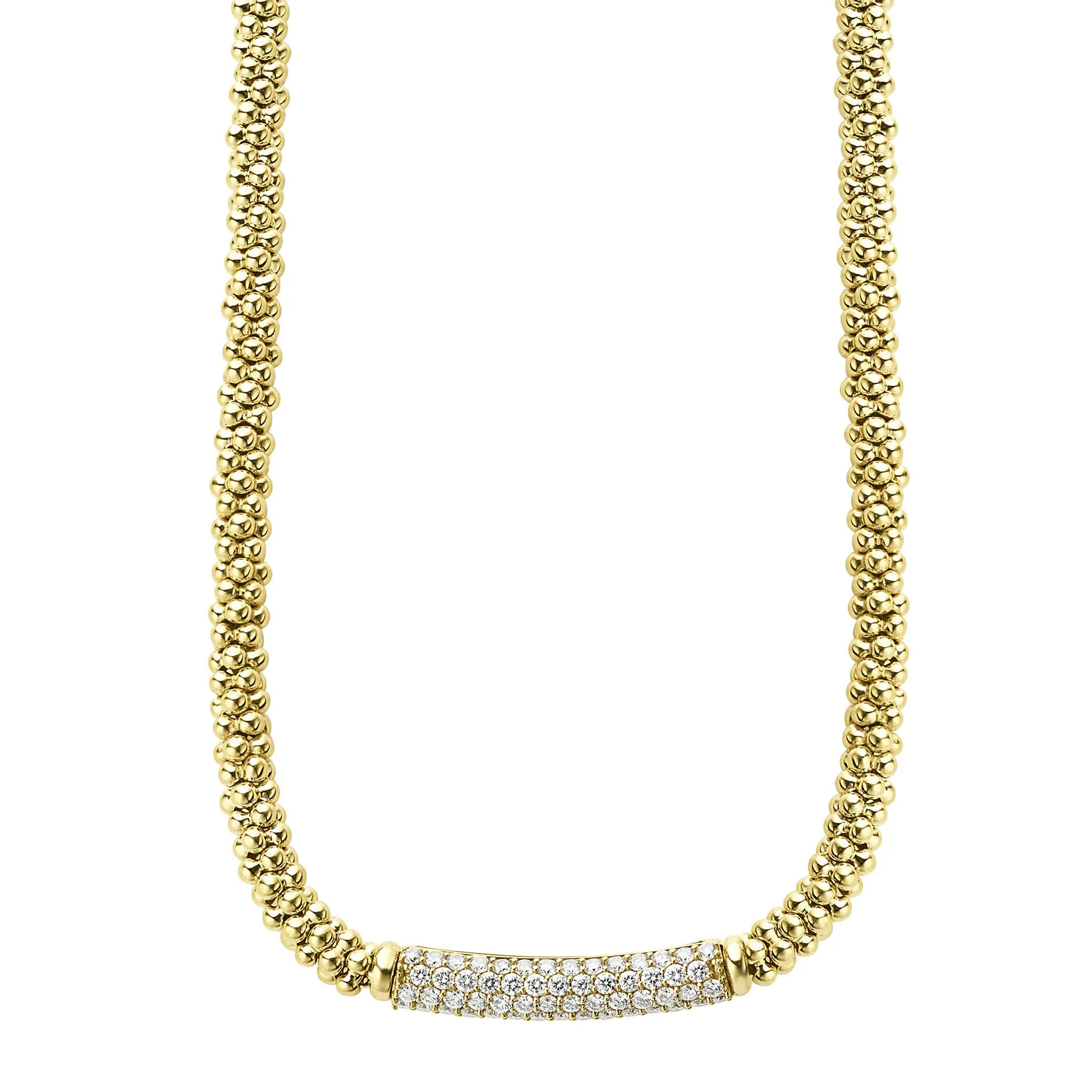 Caviar Gold Diamond Long Station Caviar Necklace sold by LAGOS