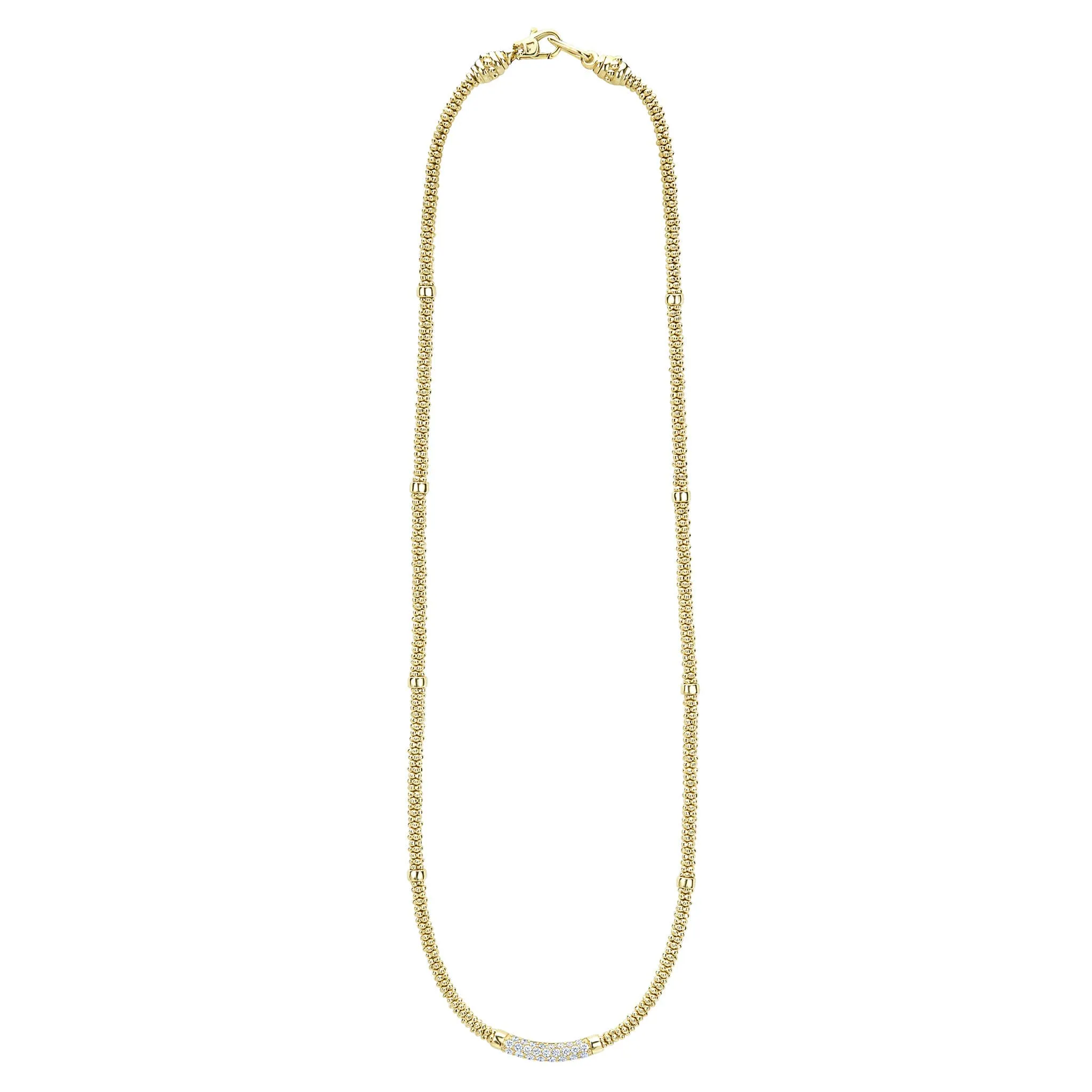 Caviar Gold Eight Gold Station Diamond Caviar Necklace | 3mm sold by LAGOS product image thumbnail 3