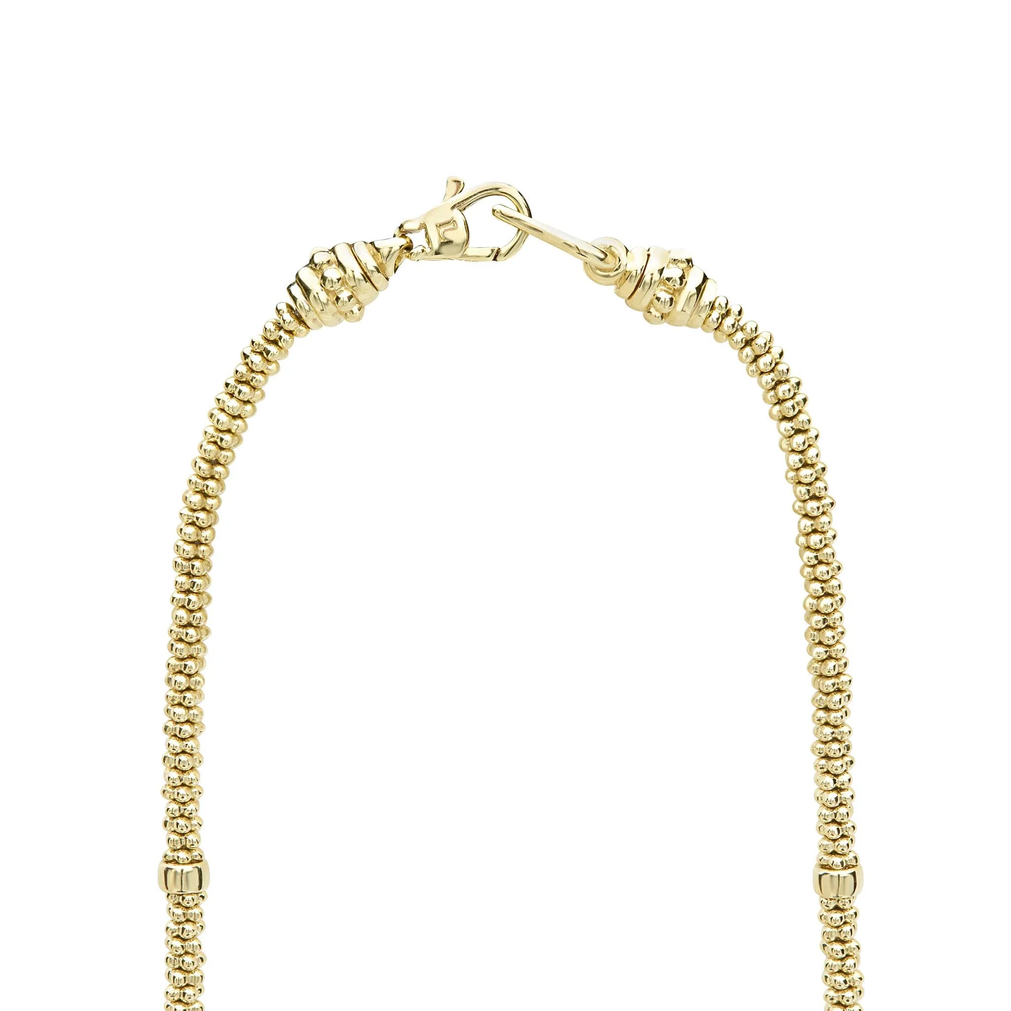 Caviar Gold Eight Gold Station Diamond Caviar Necklace | 3mm sold by LAGOS product image thumbnail 4